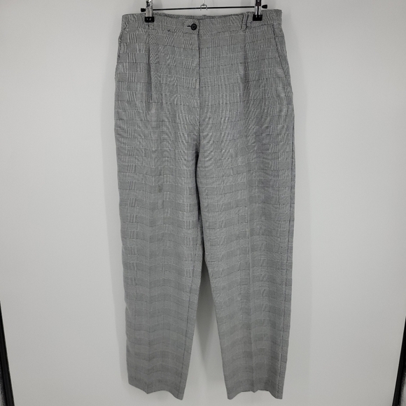 Lana Lee Womens Black and White Herringbone High Waist Buissness Pants Size 16 - Picture 2 of 13